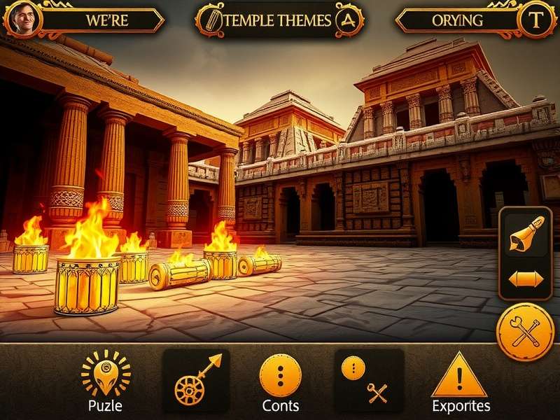 Temple Treasure Finder gameplay screenshot showing ancient temple exploration